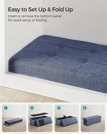 SONGMICS Collection - 43 Inches Folding Storage Ottoman Bench, Ottoman Foot Rest, End Of Bed Bench, Storage Chest, Load 660 Lb, For Living Room, Bedroom, Entryway, Misty Blue - 霧藍色 - 查看 6