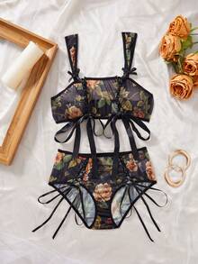 Bộ đồ lót gợi cảm cạp cao kiểu cung đình cổ điển gồm 2 món, chất liệu satin kẻ sọc hoa hồng, quyến rũ, thích hợp cho các buổi tiệc riêng tư. - Nhiều màu - Xem 6