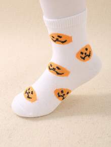 6 Pairs-Halloween Kids Socks - Spooky Pumpkin Ghost Bat Non-Slip Costume Party Ankle Socks - Multicolor - View 3