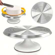 Plataforma giratoria para tartas de 10 pulgadas, de aleación de aluminio y silenciosa, para hornear, decorar y hacer postres - Blanco - Ver 4