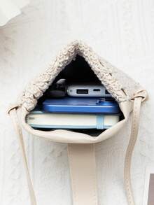 时尚斜挎包多功能单肩包适合海滩度假女士钱包钱包海滩配件旅行钱包秋季 - 米色 - 查看 5