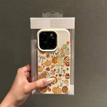 1 pieza Funda de teléfono de material TPU con patrón de elemento de ambiente de Acción de Gracias de cosecha de otoño, compatible con iPhone/teléfonos, resistente al agua, a los golpes, a las caídas y a los arañazos - Blanco - Ver 2