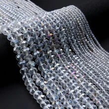1 hạt pha lê bàn tính AB nhiều mặt màu trắng, nhiều kích cỡ 3/4/6/8/10mm, hạt DIY đa năng nhiều màu sắc thời trang dùng để làm vòng tay, vòng cổ, làm đồ trang sức, mặt dây chuyền, móc khóa, đồ trang trí - Trắng - Xem 2