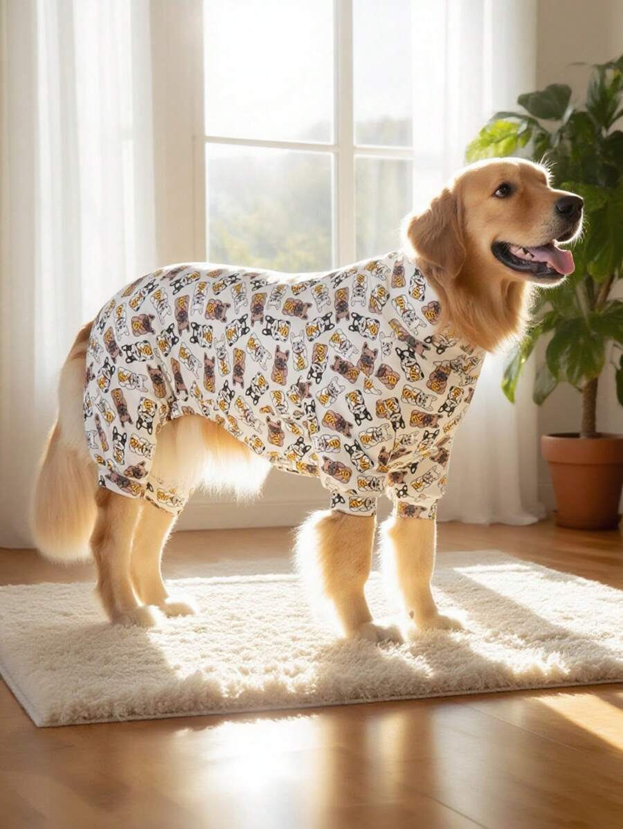 狗狗睡衣，狗狗康复服，狗狗服装，狗狗套头衫，狗狗StuffUltra，狗狗服装，狗狗衣服，狗狗配饰，小狗睡衣，小狗衣服，小狗配饰，小狗服装，适合中小型和大型犬种的睡衣，柔软有弹性，全身印花 - Plutus Dog Bulldog，S-6XL