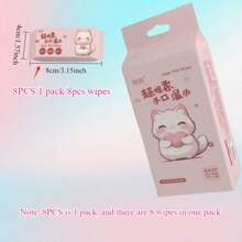 8pcs/Pack Adult Cleansing Wet Wipes, Travel Size Hand & Face Wipes, No Additives, Non-Irritating, Economical Household Use