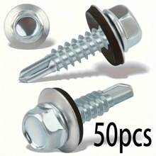 20/50/100 Pack Hex Head Self-Tapping Screws With Sealing Washers, Cross-Drive, Outdoor Use, Waterproof Rust-Resistant Metal Roofing Screws, 5 Grade Manufacturer - Multicolor - View 10