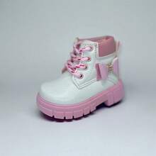 Botas de niña, cómodas, suaves y de moda, de color blanco con rosa. Apropiadas para su uso todo el año. - Blanco - Ver 2
