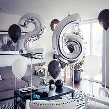 Kit 2 - 32 Inch Metallic Number Balloon 70 CM Balloon Balloons For Birthday Parties Decorations Silver - Silver - View 4