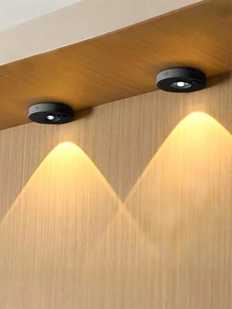 1 件装可充电 LED 聚光猫眼灯，带运动传感器和 USB 充电，带人体运动传感器的夜间照明，氛围光影，3 色可调壁灯，适用于卧室、衣柜、橱柜、床头、走廊、展示柜