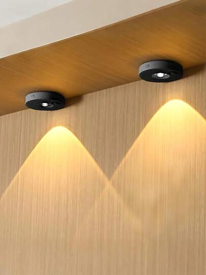 1 件装可充电 LED 聚光猫眼灯，带运动传感器和 USB 充电，带人体运动传感器的夜间照明，氛围光影，3 色可调壁灯，适用于卧室、衣柜、橱柜、床头、走廊、展示柜