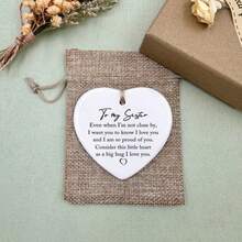 1 szt./5 szt. Uścisk dla wyjątkowej siostry, ceramiczny prezent przyjaźni, potraktuj to małe serduszko jak wielki uścisk, ceramiczna ozdoba, tabliczka/znak w kształcie serca