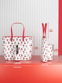 Meoky Tote Bag with Front Pocket and Zipper, Waterproof Shoulder Bag with Water Bottle Holder, Fits Laptop, Tumbler with Handle and Straw, Perfect for Daily Use, School, Travel, Work, and a Creative Gift Idea for Women - 紅色 - 查看 6