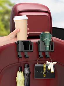 1 件装黑色多功能汽车挂钩杯架储物盒座椅靠背手机饮料架收纳盒 - 黑色 - 查看 2