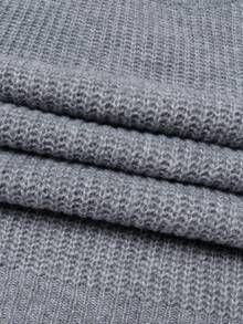 Áo len dệt kim tay dài cổ tròn tối giản Unisex, phù hợp cho mùa thu đông - Xám - Xem 5