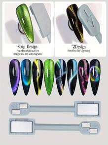 2025 新款双头磁性美甲工具 - 闪电和扁平磁铁尖端，适用于猫眼和全息抛光，强力抓握人体工程学手柄，耐用指甲设计，适用于专业和 DIY 美甲修脚，美甲配件，坚固的金属结构，猫眼效果|Dualendemic 美甲|磁性美甲工具，磁性美甲工具，朋友礼物，女性礼物，返校季