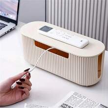 1-Pack Frost White Organizer Box For Power Strips, Surge Protectors, Chargers, Adapters, TV & Computer Wires - Cable Hider Box For Home/Office, Easy Assembly, Durable PP Plastic, Keeps Wires Organized, & Pets - 彩色 - 查看 6