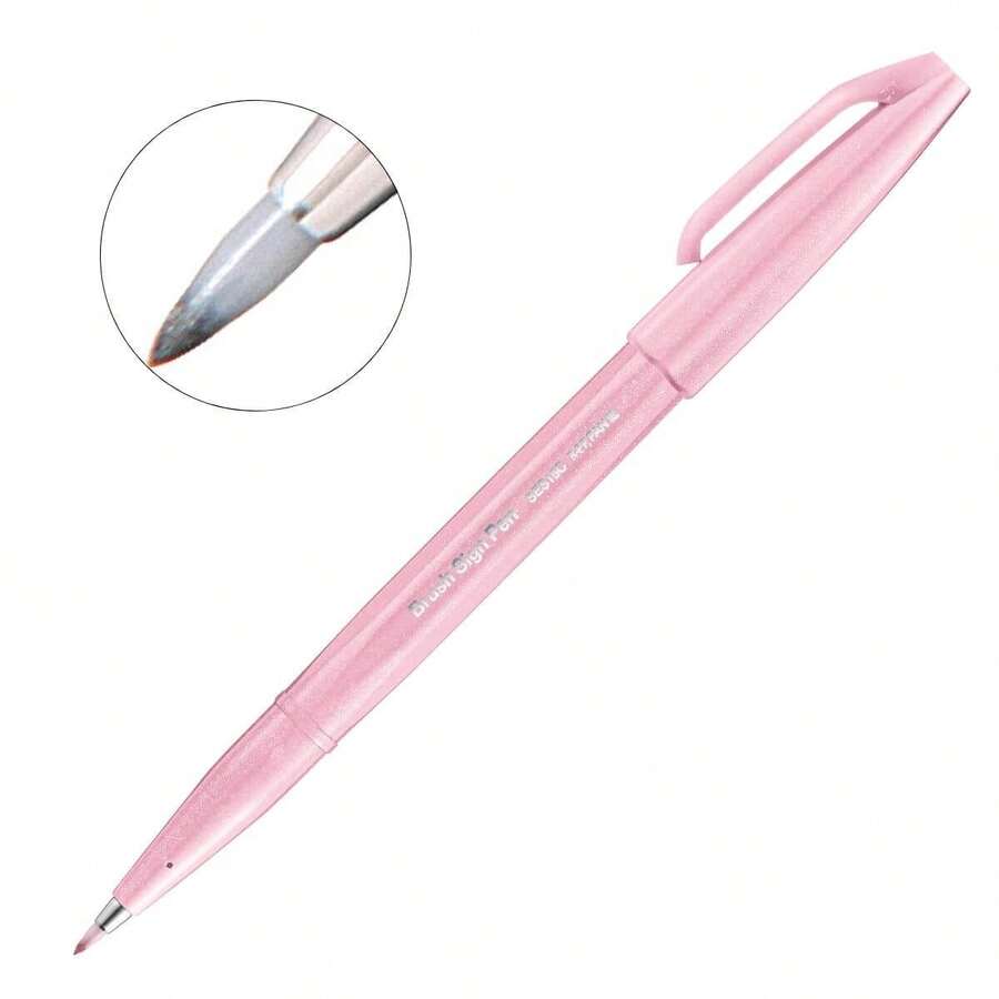 Brush Pen Sign Pentel Lettering Drawing Calligraphy - Pastel Pink - View 1