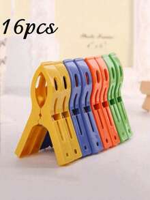 8/16 Pcs/Set Beach Chair Towel Clips, Clothespins, Large Plastic Clothespins For Socks And Clothes, Windproof Clothes Hanger Clips, Beach Towel Clothespins, Clothespins To Keep Your Towel From Blowing, Essential For Beach Vacations