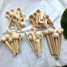 4/8 Pieces Mini Wooden Spoon Long Handle Honey Spoon Jam Spoon Coffee Spoon Dessert Seasoning Salt Spoon Stirring Spoon Spoon - Multicolor - View 7