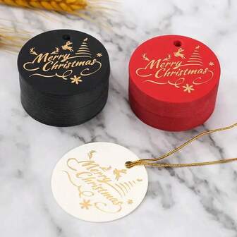15pcs Christmas Gift Tags, Round Gold Foil Holiday Gift Labels, Suitable For Christmas Packaging And Holiday Decoration, Perfect For Christmas Lovers And Valentine's Day Gifts (Strings Not Included)