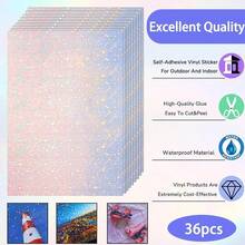 36 Sheets A4 Holographic Paper Sticker Transparent Waterproof Self Adhesive Film 11.X 8.3 Inches (Gem,, Colorful,) - 星星 - 查看 4