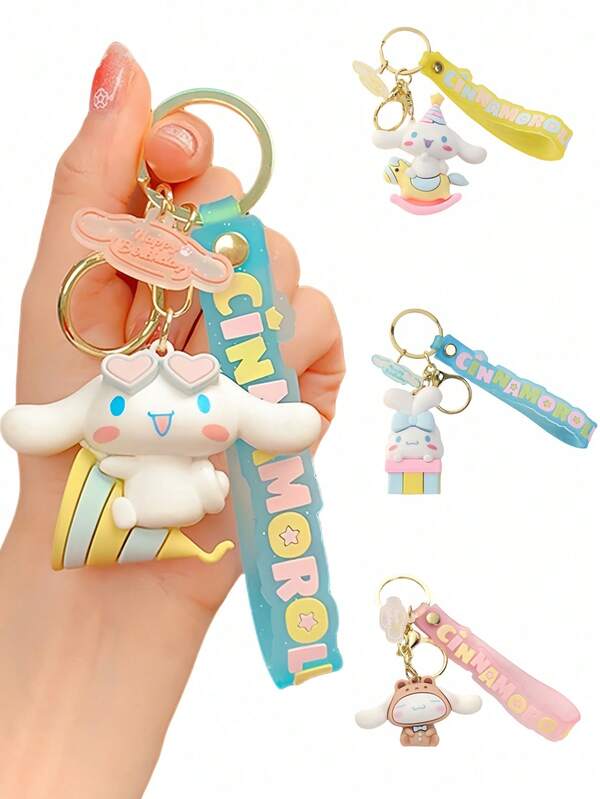 Sanrio 1 pieza Llavero de Cinnamoroll de Sanrio - Un colgante de silicona versátil y adorable, perfecto para bolsos y llaves, regalo ideal para cumpleaños, Navidad y Halloween