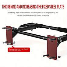 All Metal Household Wall Mounted Pull-Up Device, Requiring Drilling Installation, Fitness Single And Double Bars, Fitness Rings, Home Fitness Equipment, Used For Upper Limb Muscle Training, Core Muscle Exercise, And Multi-Functional Full Body Muscle Exercise - Black Wall Pull-up Rack - View 3