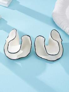 1 Cặp Hoa tai nhựa lớn phong cách Mỹ Châu Âu, Hoa tai tráng men hình hoa trang sức cho phụ nữ, Hoa tai mùa hè - Hoa tai nhựa lớn - Xem 3