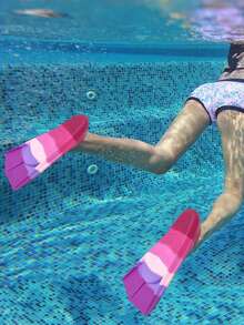 1 Pair Short Swimming Fins For Teens, Swimming Training Fins, Suitable For Girls, Boys, Adults, Men And Women Beginners - Multicolor - View 6