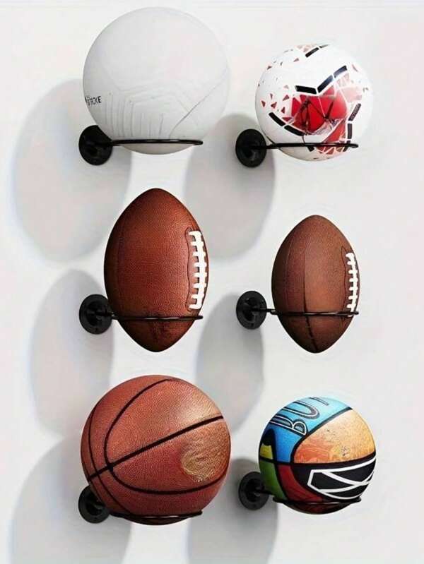 1/3/5 قطعة - حامل عرض وتخزين كرة السلة متعدد الوظائف مثبت على الحائط - مثالي لكرة السلة وكرة القدم، باللون الأسود، مثالي لديكور المنزل، يستخدم لكرة السلة وكرة القدم والكرة الطائرة وكرة القدم - تصميم موفر للمساحة، مريح لجميع الكرات وأرفف الرياضة. اليوم الوطني