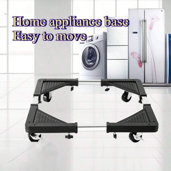 1pc Stainless Steel Home Appliance Mobile Base With 4 Locking Wheels, Expandable And Adjustable For Easy Movement, Suitable For Transport Of Household Appliances Such As Refrigerators And Washing Machines