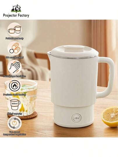 LIPETY Portable Electric Kettle,Travel Electric Kettle 304 Stainless Steel Small Portable Foldable Tea Kettle For Boiling Water Camping Traveling  800ML