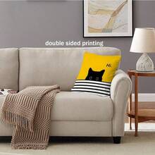 Geschenke für Katzenmamas: 18x18 Kissenbezüge - Gelb & Schwarz, Geschenkset für Katzenliebhaber