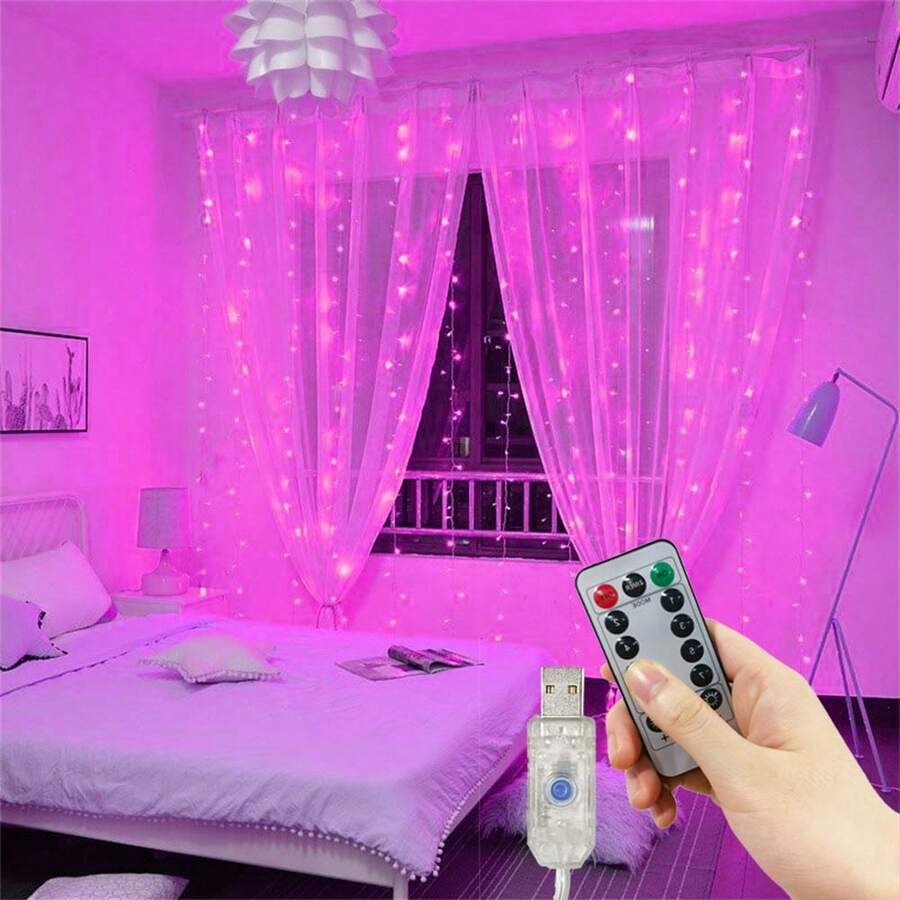 USB Powered Fairy Curtain Light -8 Remote Control Modes, Suitable For Bedroom, Interior Decoration, Wedding, Christmas And Party Seasonal Decoration Home Decor Christmas Decorations Room Decor Winter