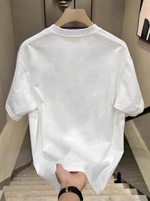 Estilo minimalista, camiseta de manga corta de cuello redondo impresa con patrón de bicicleta camiseta de tela cómoda y transpirable moda blusa deportiva casual hombre 100% camiseta de ropa de estilo callejero de algodón (para un efecto relajado, elija un tamaño más grande) - Blanco - Ver 2