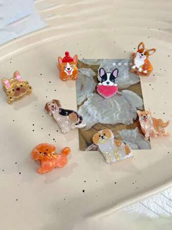 1 pieza Clip de pelo con forma de pata de animal de dibujos animados, clip de pelo con forma de Corgi, Bulldog, Shiba Inu, clip adorable para flequillo, clip lateral, accesorios para el cabello para mujeres, clip para peinado de princesa