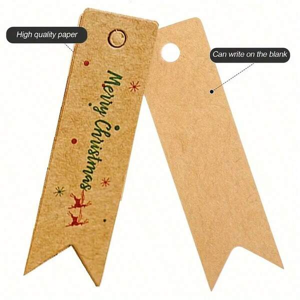 15pcs Small Christmas Gift Tags - Red Star & Green Star Design, With "Merry Christmas" Text And Hanging String, Kraft Paper Packaging Material