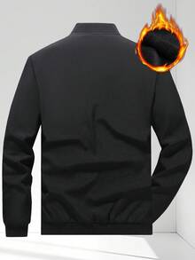 Áo khoác bomber nam cỡ lớn, lót ấm, áo khoác phi công mùa đông, áo khoác gió mùa thu thường ngày có khóa kéo, màu đen. - màu đen - Xem 6