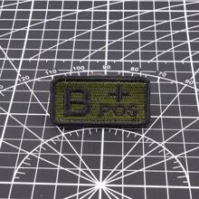 1 件军绿色战术血型刺绣补丁带钩环，适用于服装刺绣军事徽章 - 彩色 - 查看 9