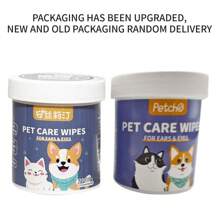 1 Box Contains 200pcs Pet Eye And Ear Wipes, Gentle Formula To Remove Tear Stains For Cats And Dogs. Pet Eye Care Essential. Cleaning Face, Eyes, Ears, Paws And Bottoms. Includes Eye Wipes + Finger Brush Or Paw Cleaning Foam Set