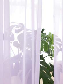 1pc Elegant Sheer Purple Voile Curtain With Transparent Rod Pocket Design, Suitable For Bedroom, Living Room, Kitchen, Bathroom, Modern Home Decor - Mauve Purple - View 2