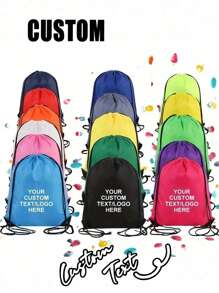 Custom Design Drawstring Backpack, Personalized Bags With Your Logo, Customized Drawstring Backpacks Bulk String Bag, Customizable Reusable Gift Bags With Handles, 40x30cm, Large Capacity Bags, Water Proof, School Bags, Handbags, Cosmetic Bags, Travel Bags, Great For Travelling, Gym And For Everyday Use