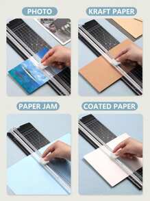 A3/A4 Portable Paper Cutter, Easy-To-Use Precision Cutting Tool, Multifunctional Paper Trimmer, Bi-Directional Cutting Blade, With Automatic Safety Guard And Side Scale, Suitable For School, Home And Office - Multicolor - View 4