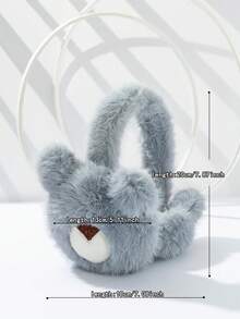 1pc Women's Solid Color Foldable Fashionable & Versatile Plush Warm Earmuffs, Random Lining Color - Gray-070 - View 5