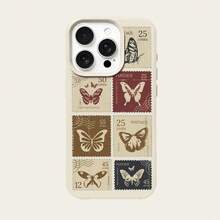 1 pieza Funda de teléfono TPU con estampado de mariposa vintage en toda la pantalla compatible con teléfonos Apple// - Blanco - Ver 5