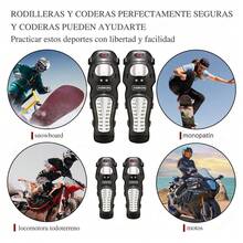 Par De Rodilleras Y Coderas De Moto Con Protección Metálica, Plástico PE de alta protección, amortiguador y resistente al desgaste, diseño ergonómico, adecuado para motocicletas, patinaje, bicicletas, BMX, esquí y rodilleras y coderas - Negro - Ver 8