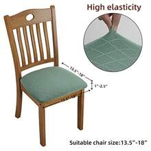 Stretch Jacquard Chair Seat Covers Set Of 6 Removable Washable Dining Chair Covers AntiDust Dining Room Chair Covers Seat Cushion Slipcovers 6 Dark Green - 深綠色 - 查看 3