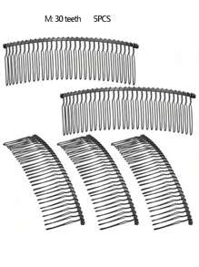 5 件/套女士手工可弯曲简约金属发夹 - 纯色，波浪设计，适合刘海和凌乱的头发 DIY 配饰，防滑矩形发夹，用于造型