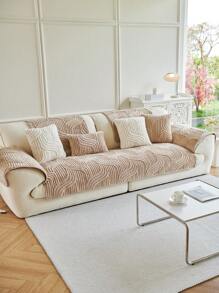 1 szt. Pokrowiec na sofę w stylu boho, jednokolorowy, puszysty – pikowany, antypoślizgowy, odpowiedni na każdą porę roku, łatwy w pielęgnacji, nadający się do prania w pralce, przyjazny dla zwierząt, miękki i wygodny – idealny do salonu, sypialni, biura, wystroju domu, ochrona sofy dla kombinacji od jedno- do trzyosobowej.