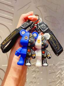 1-2件创意卡通机械熊钥匙扣/优雅包包钥匙圈/汽车挂件，个性ins风1pc可爱卡通尖叫熊钥匙扣，摆件，适合日常使用，半解剖机械小熊情侣背包挂件，桌面摆件，学生小礼物，派对礼物 - 藍色 - 查看 3